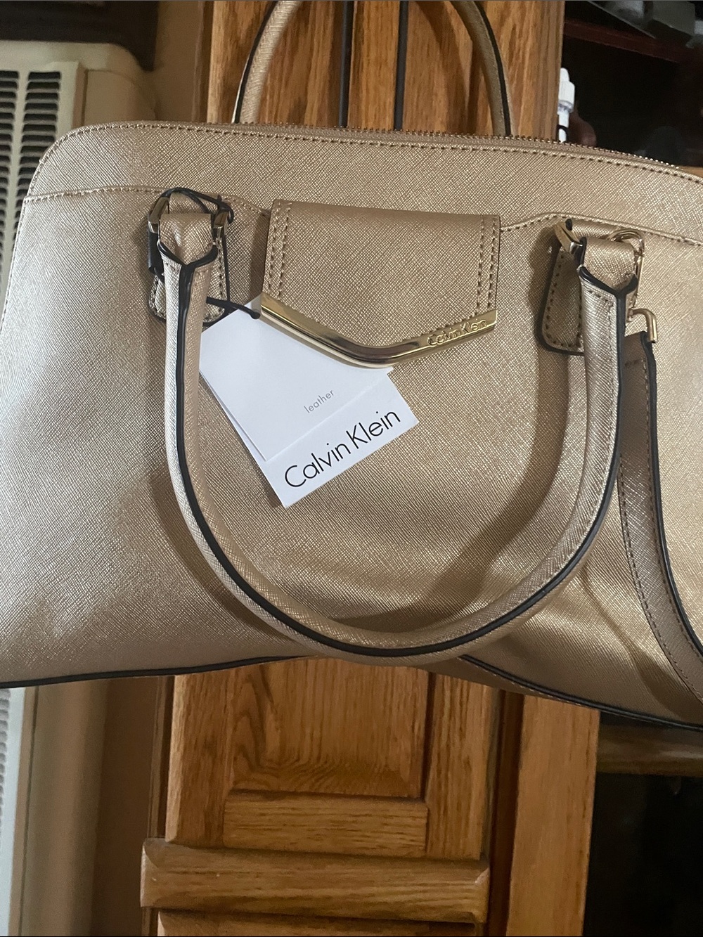Calvin Klein Metallic Gold Satchel Purse